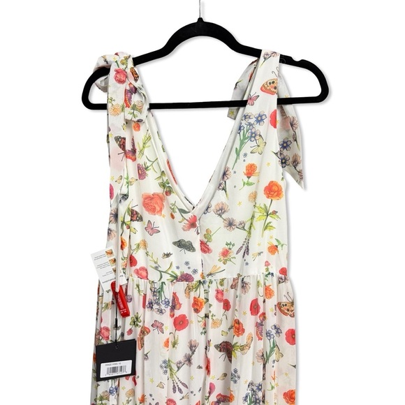 Ieena Mac Duggal 70198 Bow Strap Butterfly Floral Dress Maxi chiffon white 10 - Picture 9 of 11